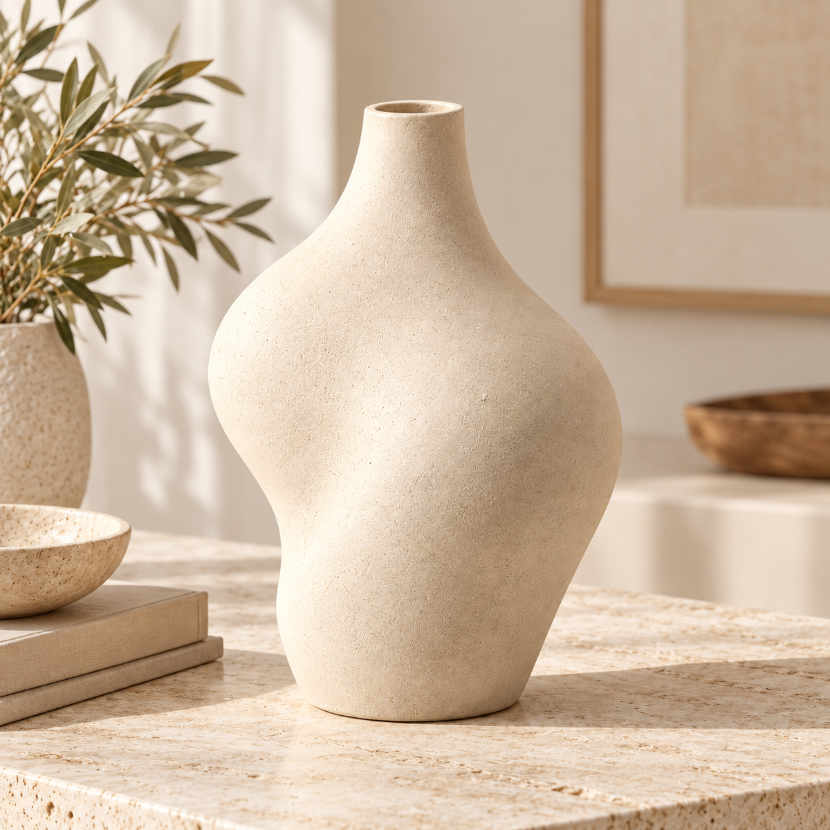Brighthlier Sculptural Curved Decorative Vase – Minimal Textured Home Accent