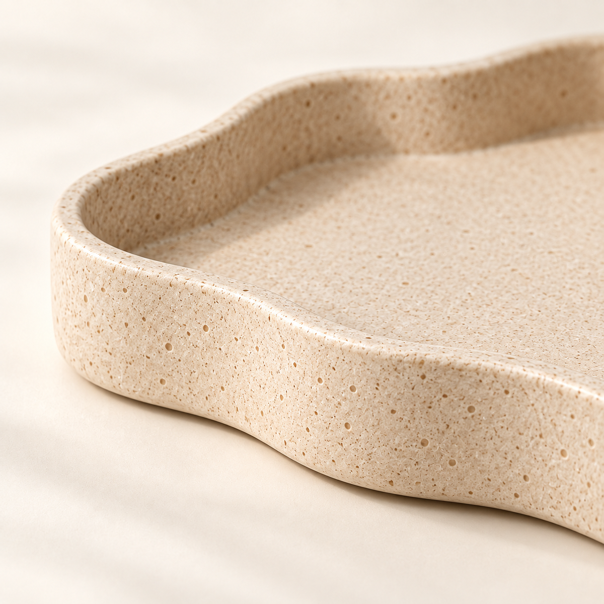 Brighthlier Wavy Edge Decorative Tray – Textured Minimal Home Accent