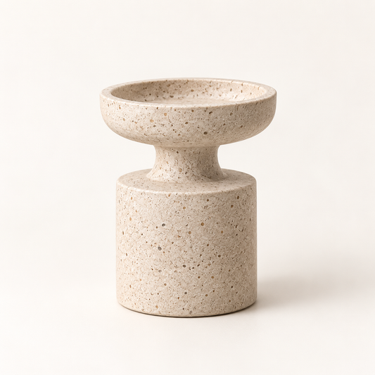 Brighthlier Textured Pedestal Decorative Bowl – Minimal Sculptural Home Accent