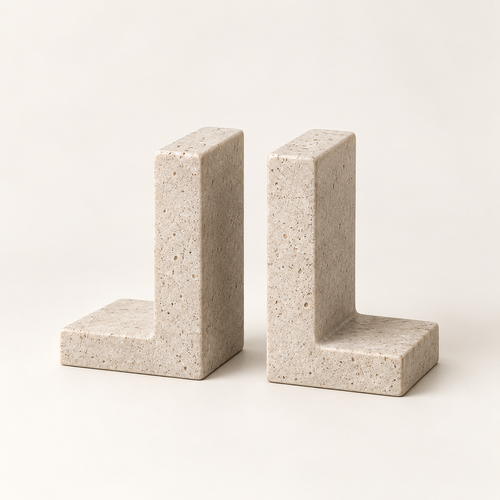 Brighthlier Textured Decorative Bookends – Minimal L-Shaped Book Supports