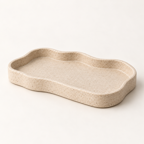 Brighthlier Wavy Edge Decorative Tray – Textured Minimal Home Accent