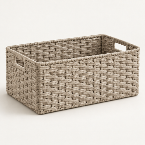 Brighthlier Woven Outdoor Storage Basket – Open Organizer with Carry Handles