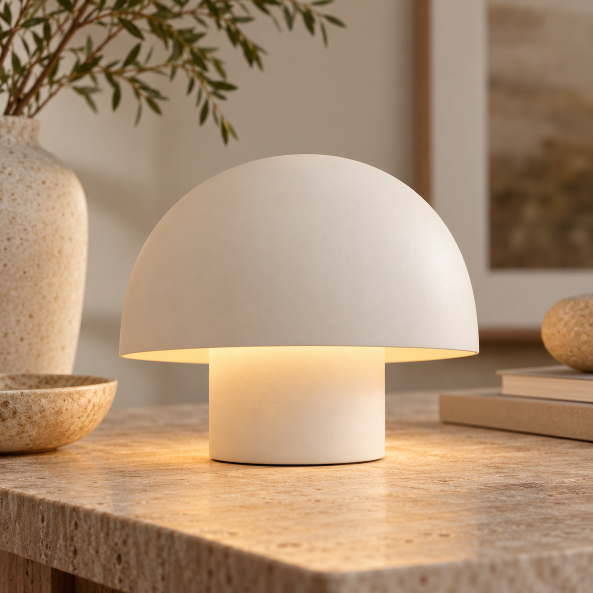 Brighthlier Minimal Mushroom Dome Table Lamp – Modern Ambient Lighting