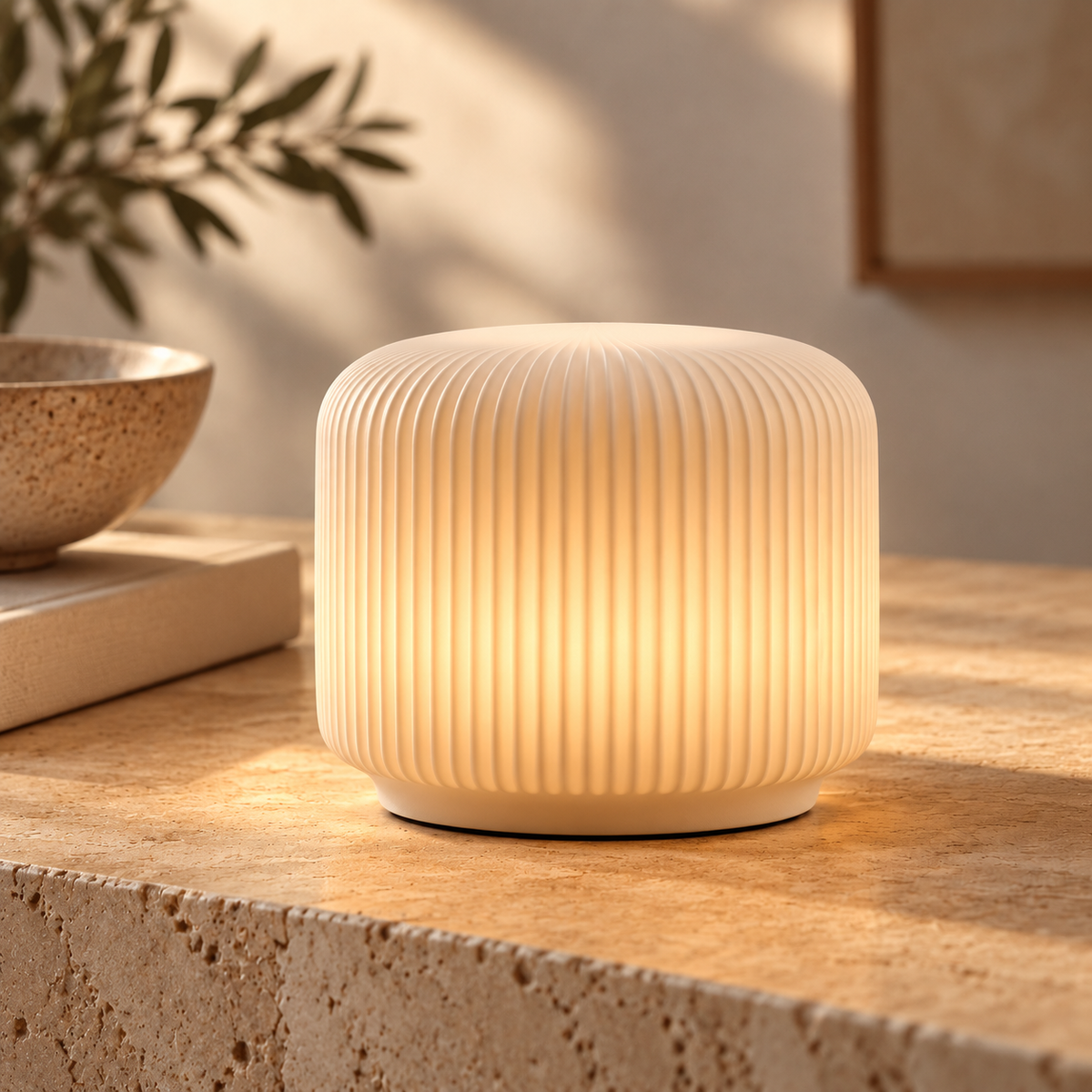 Brighthlier Ribbed Textured Decorative Accent – Minimal Cream Home Decor