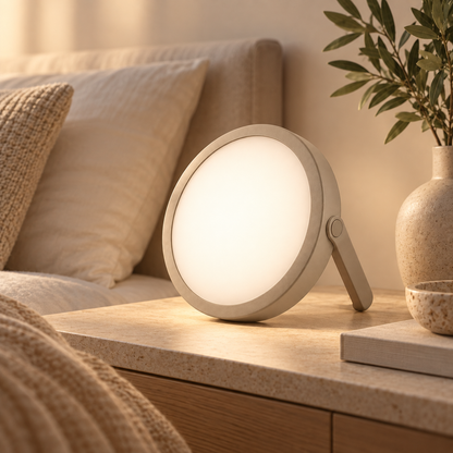Brighthlier Portable Round Ambient Light – Minimal Adjustable Stand Lamp