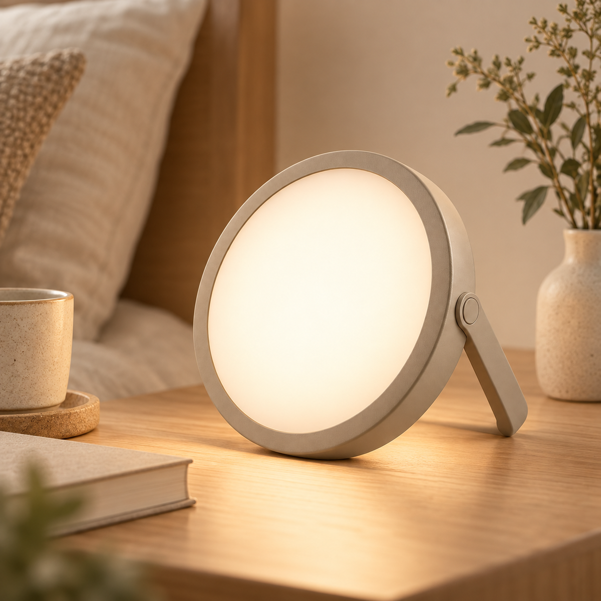 Brighthlier Portable Round Ambient Light – Minimal Adjustable Stand Lamp