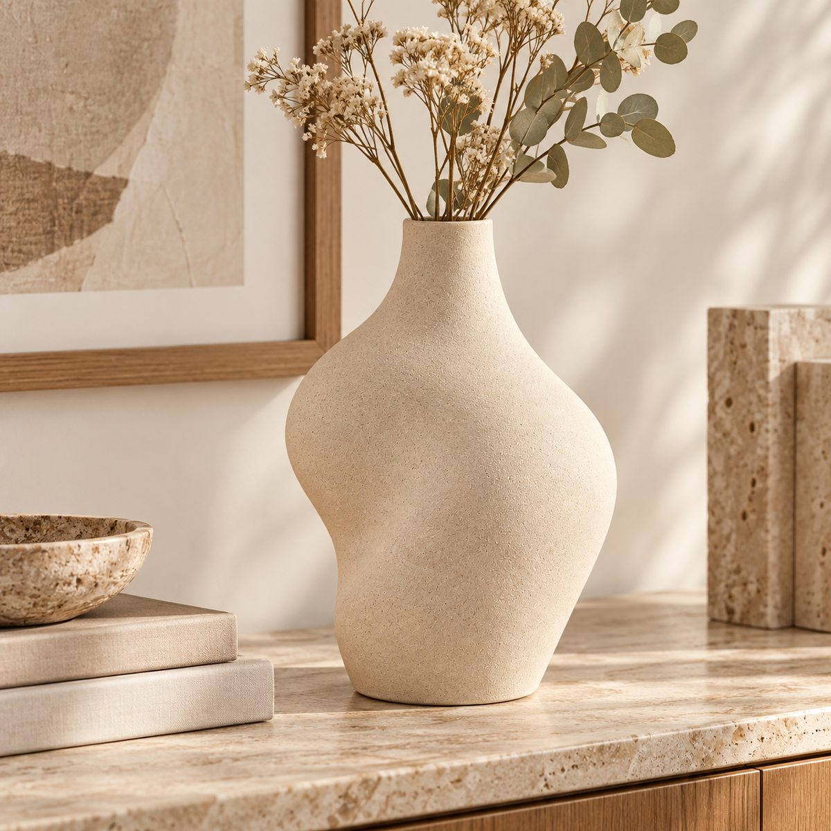 Brighthlier Sculptural Curved Decorative Vase – Minimal Textured Home Accent
