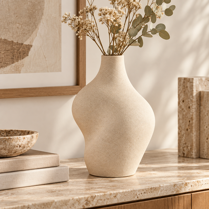 Brighthlier Sculptural Curved Decorative Vase – Minimal Textured Home Accent