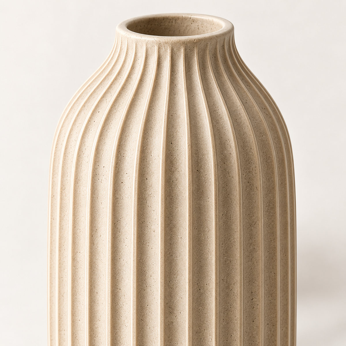 Brighthlier Ribbed Textured Decorative Vase – Minimal Cream Home Accent