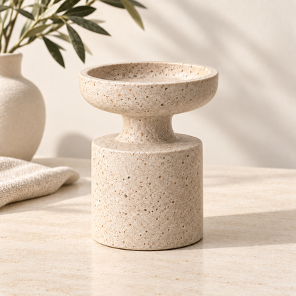 Brighthlier Textured Pedestal Decorative Bowl – Minimal Sculptural Home Accent
