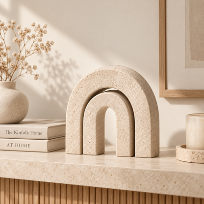Brighthlier Layered Arch Decorative Sculpture – Minimal Textured Home Accent