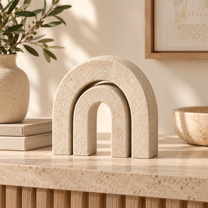 Brighthlier Layered Arch Decorative Sculpture – Minimal Textured Home Accent