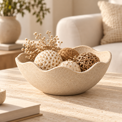 Brighthlier Wavy Edge Decorative Bowl – Organic Textured Home Accent