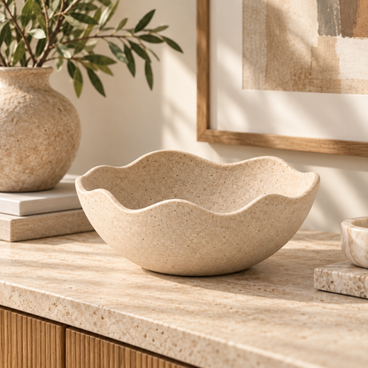 Brighthlier Wavy Edge Decorative Bowl – Organic Textured Home Accent