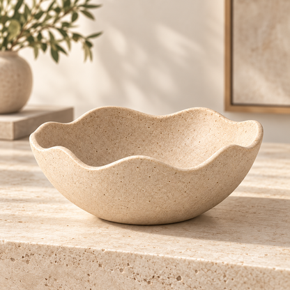 Brighthlier Wavy Edge Decorative Bowl – Organic Textured Home Accent