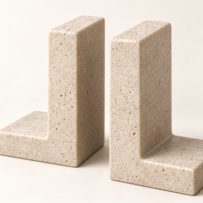 Brighthlier Textured Decorative Bookends – Minimal L-Shaped Book Supports