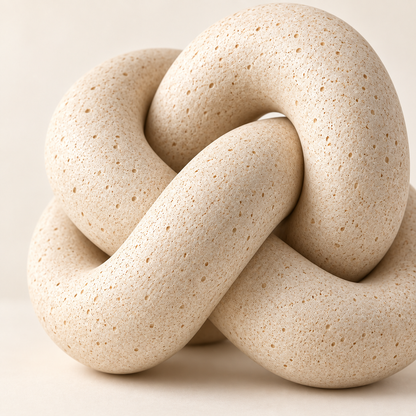 Brighthlier Interlocking Knot Decorative Sculpture – Textured Modern Home Accent