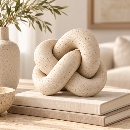 Brighthlier Interlocking Knot Decorative Sculpture – Textured Modern Home Accent