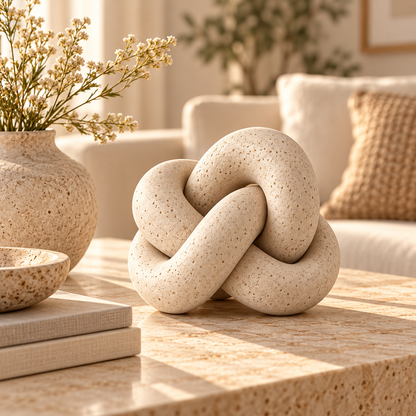 Brighthlier Interlocking Knot Decorative Sculpture – Textured Modern Home Accent