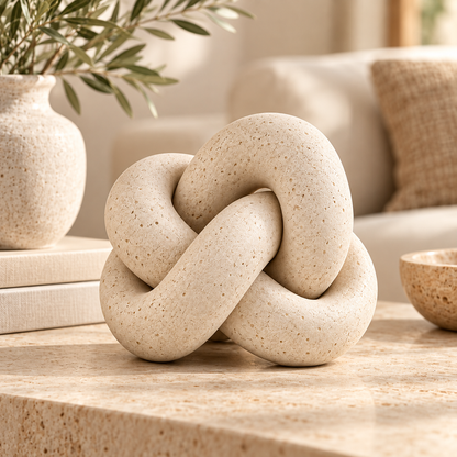 Brighthlier Interlocking Knot Decorative Sculpture – Textured Modern Home Accent