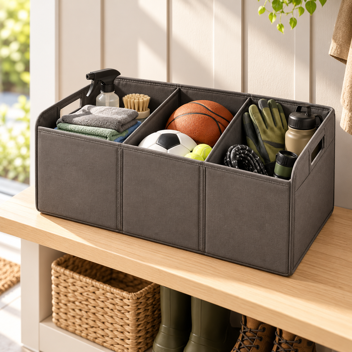 Brighthlier Multi-Compartment Storage Organizer – Divided Portable Storage Bin
