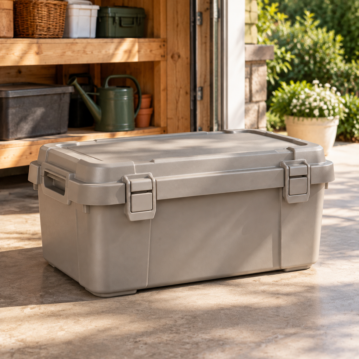 Brighthlier Latching Outdoor Storage Box – Portable Utility Organization Case
